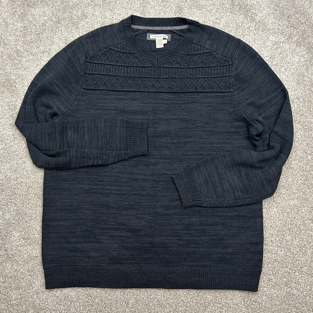 Carbon 2 Cobalt Sweater Men's Size‎ Large Blue Knit V Neck Pullover